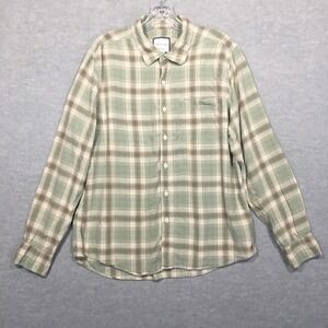 American Eagle L Super Soft Mens Button-Up Shirt‎ Light Green Plaid Grunge Hemp